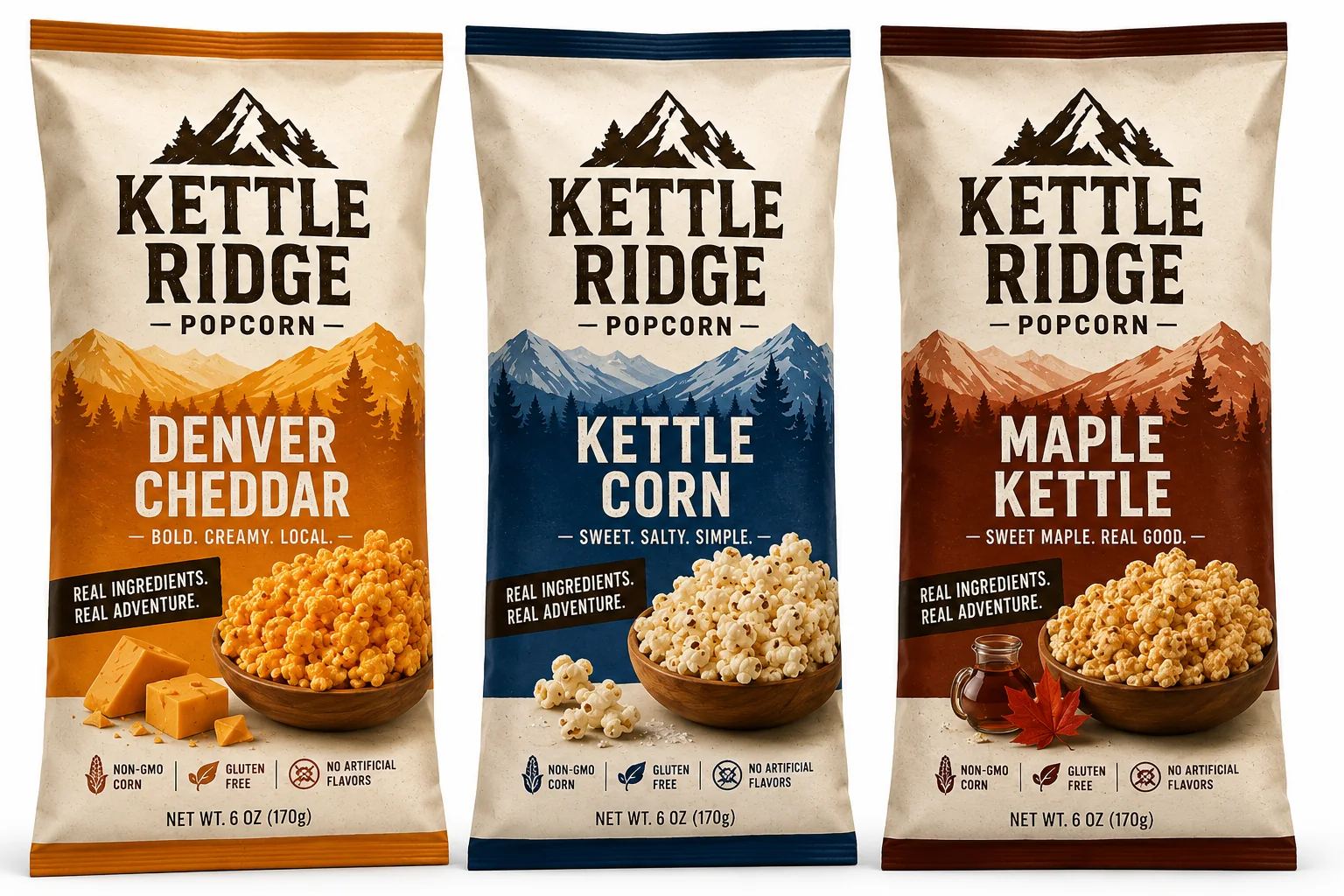 Kettle Ridge Popcorn product lineup